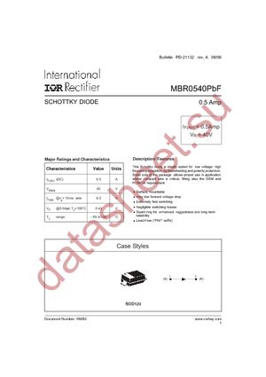 MBR0540PBF datasheet  